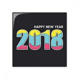 Dıythinker 2018 Renkli Dijital Mutlu Yıllar Parlak 10x10 cm Seramik Karo