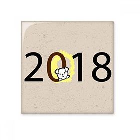 Dıythinker 2018 Yavru Köpek Deseni Mutlu Yıllar 10x10 cm Seramik Karo