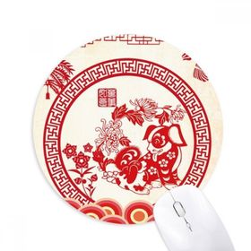 Dıythinker 2018 Yeni Yıl Mutlu Kırmızı Kağıt Kesim Çin Köpek Baskılı Yuvarlak Kaymaz Kauçuk Mouse Pad