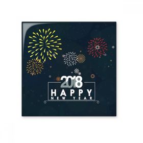 Dıythinker 2018 Yıldız Havai Fişek Mutlu Yıllar Parlak 10x10 cm Seramik Karo