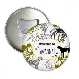 Dıythinker 3 Adet Afrika Welcom To Savanna Zebra Leopar Yaban Hayatı Yuvarlak Şişe Açacağı Buzdolabı Mıknatıs Pimleri Rozet Düğme