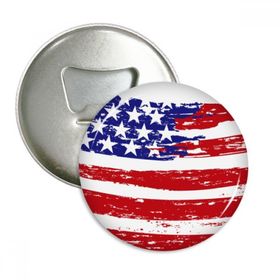 Dıythinker 3 Adet Bükülmüş Yıldızlar ve Çizgiler Amerika Ülke Bayrağı Yuvarlak Şişe Açacağı Buzdolabı Mıknatıs Pimleri Rozet Düğme
