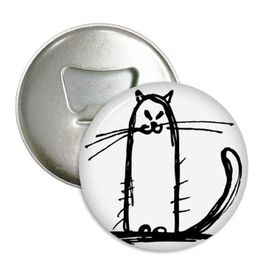 Dıythinker 3 Adet Küçük Kedi Gülümseyen Oturur Siyah Çizgi Yuvarlak Şişe Açacağı Buzdolabı Mıknatıs Pimleri Rozet Düğme