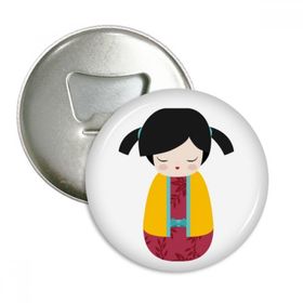 Dıythinker 3 Adet Sarı Kimono Japonya Oyuncak Bebek Sanatı Yuvarlak Şişe Açacağı Buzdolabı Mıknatıs Pimleri Rozet Düğme