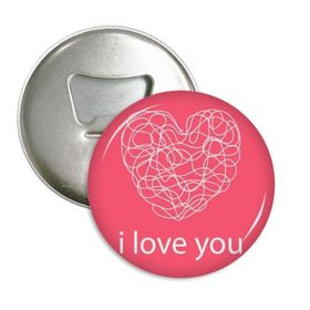 Dıythinker 3 Adet Sevgililer Günü I Love You Pembe Kalp Yuvarlak Şişe Açacağı Buzdolabı Mıknatıs Pimleri Rozet Düğme
