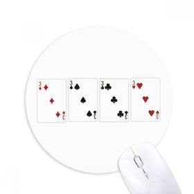 Dıythinker 3 Kalp Kürek Elmas Kulüp Desenli Baskılı Yuvarlak Kaymaz Kauçuk Mouse Pad