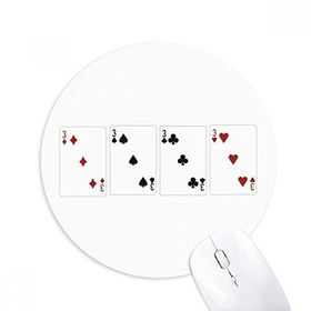 Dıythinker 3 Kalp Kürek Elmas Kulüp Desenli Baskılı Yuvarlak Kaymaz Kauçuk Mouse Pad
