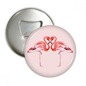 Dıythinker 3 Parça Flamingo Çift Sevgili Yuvarlak Şişe Açacağı Buzdolabı Mıknatısı Rozet Düğmesi