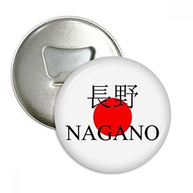 Dıythinker 3 Parça Nagano Japaness Şehir Adı Kırmızı Güneş Bayrağı Yuvarlak Şişe Açacağı Buzdolabı Mıknatısı Rozet Düğmesi