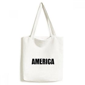 Dıythinker 33x40 Cm Erkek Amerika Ülke Adı Siyah Çevre Dostu Bez Kanvas El Çantası