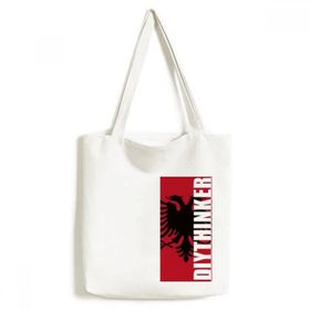 Dıythinker 33x40 Cm Erkek Arnavutluk Ulusal Bayrağı Avrupa Ülke Tote Kanvas El Çantası