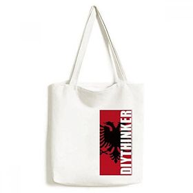 Dıythinker 33x40 Cm Erkek Arnavutluk Ulusal Bayrağı Avrupa Ülke Tote Kanvas El Çantası
