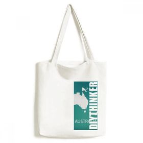 Dıythinker 33x40 Cm Erkek Avustralya Okyanusya Kıtası Silüeti Haritası Tote Kanvas El Çantası