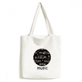 Dıythinker 33x40 Cm Erkek Beyaz Müzik Notaları Bar Siyah Tote Kanvas El Çantası