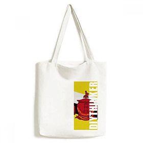 Dıythinker 33x40 Cm Erkek Brunei Ulusal Bayrağı Asya Ülke Tote Kanvas El Çantası
