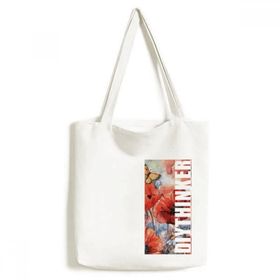 Dıythinker 33x40 Cm Erkek Çiçekli Kelebek Tote Kanvas El Çantası