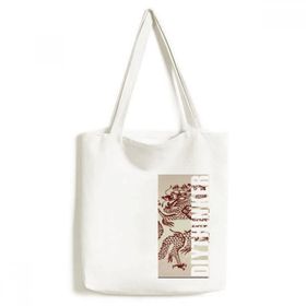 Dıythinker 33x40 Cm Erkek Çin Ejderhası Hayvan Portre Tote Kanvas El Çantası