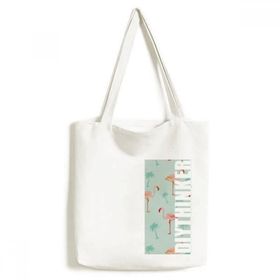 Dıythinker 33x40 Cm Erkek Flamingo Desenli Pembe Hayvan Tote Kanvas El Çantası