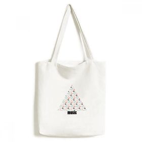 Dıythinker 33x40 Cm Erkek Gergin Müzik Notaları Beyaz Tote Kanvas El Çantası