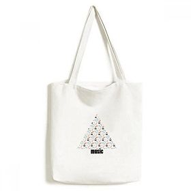 Dıythinker 33x40 Cm Erkek Gergin Müzik Notaları Beyaz Tote Kanvas El Çantası