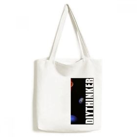 Dıythinker 33x40 Cm Erkek Gezegeni Kırmızı Mavi Karanlık Gece Gökyüzü Tote Kanvas El Çantası