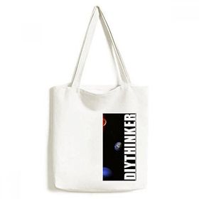 Dıythinker 33x40 Cm Erkek Gezegeni Kırmızı Mavi Karanlık Gece Gökyüzü Tote Kanvas El Çantası