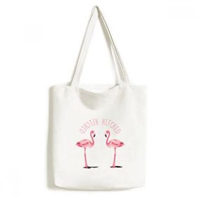 Dıythinker 33x40 Cm Erkek Hitched Flamingo Çift Çevre Dostu Bez Kanvaz El Çantası