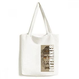 Dıythinker 33x40 Cm Erkek Ingiliz Tarzı Nazik Aslan Şapkası Papyon Tote Kanvas El Çantası