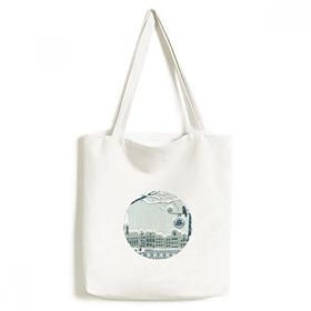 Dıythinker 33x40 Cm Erkek Kar Ağacı Kuş Şehir Sokak Lambası Çevre Dostu Tote Kanvas El Çantası