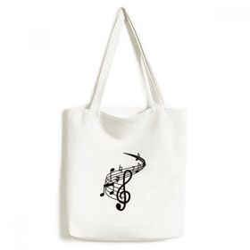 Dıythinker 33x40 Cm Erkek Kırmızı Yuvarlak Şekilli Movg Müzik Notaları Tote Kanvas El Çantası