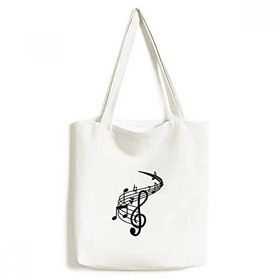 Dıythinker 33x40 Cm Erkek Kırmızı Yuvarlak Şekilli Movg Müzik Notaları Tote Kanvas El Çantası
