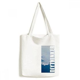 Dıythinker 33x40 Cm Erkek Mavi Gökyüzü Beyaz Bulutlar Tote Kanvas El Çantası