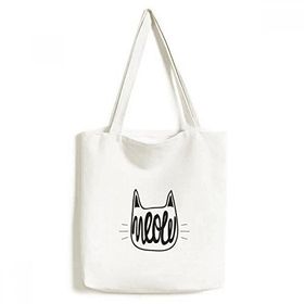 Dıythinker 33x40 Cm Erkek Meow Cat Siyah Beyaz Alıntı Çevre Dostu Bez Kanvas El Çantası