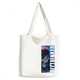 Dıythinker 33x40 Cm Erkek Okyanus Balık Bilim Doğa Resim Tote Kanvas El Çantası