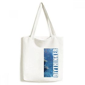 Dıythinker 33x40 Cm Erkek Okyanus Balık Dalış Bilim Doğa Resim Tote Kanvas El Çantası
