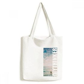 Dıythinker 33x40 Cm Erkek Okyanus Kum Kumsal Deniz Resim Tote Kanvas El Çantası