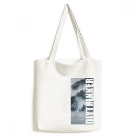 Dıythinker 33x40 Cm Erkek Orman Sis Doğa Manzarası Bilim Tote Kanvas El Çantası