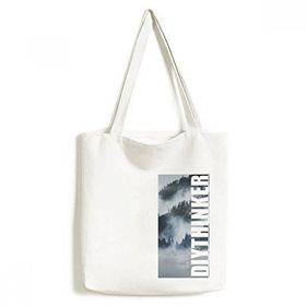 Dıythinker 33x40 Cm Erkek Orman Sis Doğa Manzarası Bilim Tote Kanvas El Çantası