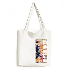 Dıythinker 33x40 Cm Erkek Şakayık Akçaağaç Yaprağı Desenli Japonya Tote Kanvas El Çantası