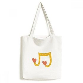 Dıythinker 33x40 Cm Erkek Sevimli Kalp Şekilli Müzik Notaları Tote Kanvas El Çantası