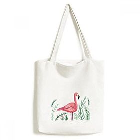 Dıythinker 33x40 Cm Erkek Tropikal Flamingo Hayvan Bitkiler Çevre Dostu Bez Kanvaz El Çantası