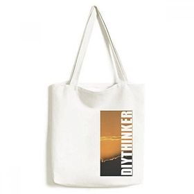 Dıythinker 33x40 Cm Erkek Turuncu Koyu Gökyüzü Bulutları Tote Kanvas El Çantası