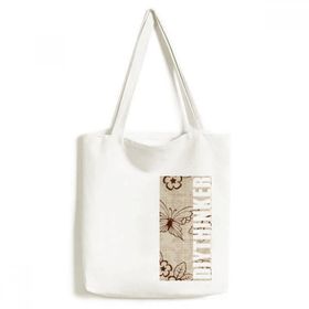 Dıythinker 33x40 Cm Erkek Vintage Basit Kahverengi Kelebek Çiçekli Tote Kanvas El Çantası