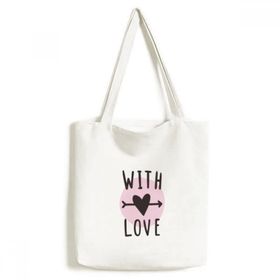 Dıythinker 33x40 Cm Men With You Love Pembe Alıntı Stil Tote Kanvas El Çantası