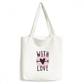 Dıythinker 33x40 Cm Men With You Love Pembe Alıntı Stil Tote Kanvas El Çantası