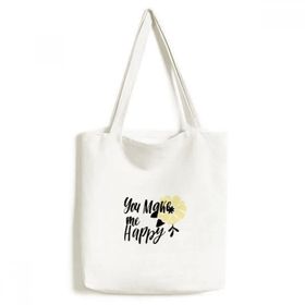Dıythinker 33x40 Cm Men You Make Me Happy Alıntı Stil Tote Kanvas El Çantası