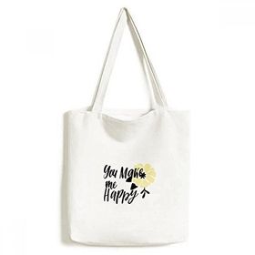 Dıythinker 33x40 Cm Men You Make Me Happy Alıntı Stil Tote Kanvas El Çantası
