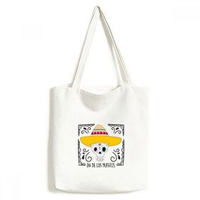 Dıythinker 33x40 Cm Şapka Çiçek Kalp Şekilli Kafa Tası Meksika Happy The Day Of The Dead Environ Tally Tote Kanvas El Çantası