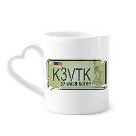 Dıythinker 340 ml ABD Amerikan Araba Numarası Desenli Kahve Kupası