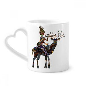 Dıythinker 340 ml Afrika Aborjin Siyah Kadın Geyik Trompet Kahve Kupası